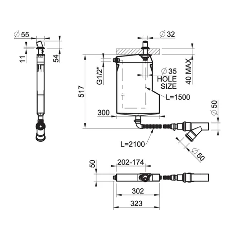 Система сбора воды, Gessi, VENTI20, для ручного душа, цвет-Finox Brushed Nickel — изображение 1