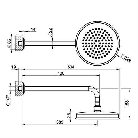 Верхний душ, Gessi, VENTI20, 229*229, цвет-Black Metal PVD — изображение 1