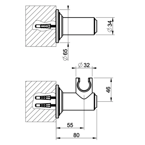 Держатель ручного душа, Gessi, VENTI20, шгв 78,5*80*65, цвет-Black Metal PVD — изображение 1