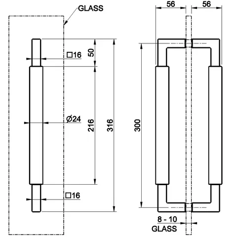Ручка двойная, Gessi, Shower G Rigato, 300мм, цвет-Copper PVD — изображение 1