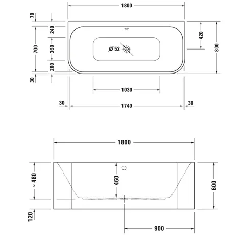 Ванна, Duravit, Happy D.2, шгв 1800*800*600, цвет-белый — изображение 1