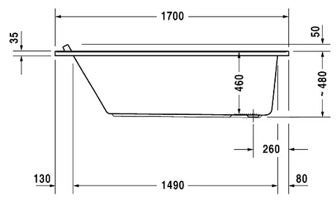 Ванна, Duravit, Starck, шгв 1700*750*460 мм, цвет-белый — изображение 2