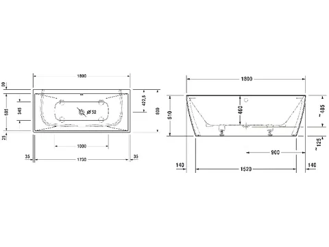 Ванна, Duravit, DuraSquare, шгв 1800*800*460, цвет-белый — изображение 1