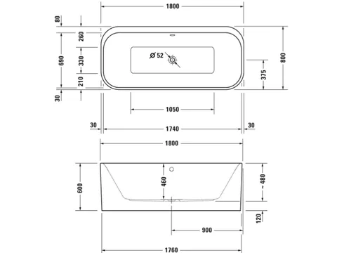 Ванна, Duravit, Happy D.2 Plus, шгв 1800*800*600, цвет-белый — изображение 1