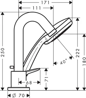 Смеситель для ванны и душа, Hansgrohe, Logis, цвет-хром — изображение 1