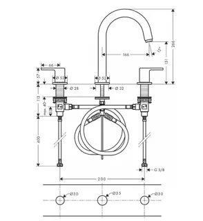 Смеситель для раковины, Hansgrohe, Vernis Shape, на раковину/столешницу, цвет-черный матовый — изображение 1
