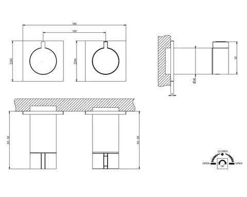 Смеситель для душа, Gessi, Inverso Bath&Shower, на 2 потребителя, цвет-Brass PVD — изображение 1
