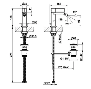 Смеситель для биде, Gessi, Inverco Rigato, цвет-Black Metal PVD — изображение 1