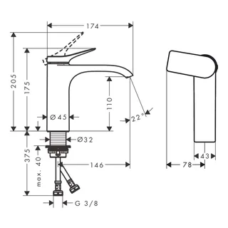 Смеситель для раковины, Hansgrohe, Vivenis, цвет-бронза шлифованная — изображение 1