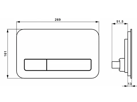Клавиша смыва, Villeroy&Boch, ViConnect, для скрытого смывного бачка, шгв 269*13*161, цвет-черный глянцевый — изображение 1