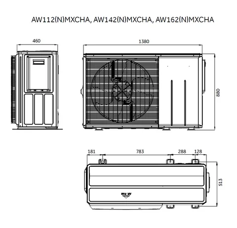 AW112MXCHA, Тепловой насос, Super Aqua HE Monobloc, с проводным сенсорным пультом управления — изображение 1