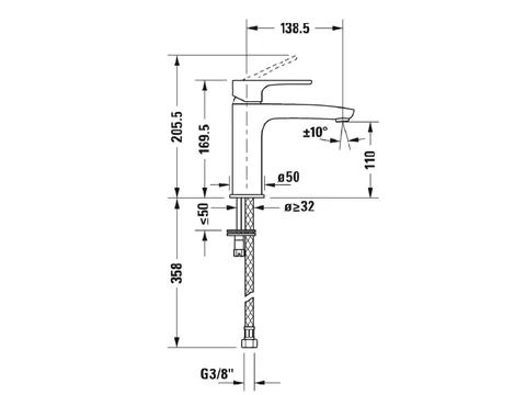 Смеситель для раковины, Duravit, B.1, цвет-хром — изображение 1