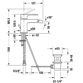 Смеситель для биде, Duravit, B.1, цвет-хром — изображение 1