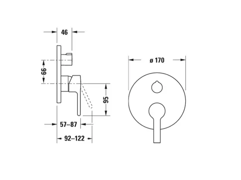 Смеситель для душа, Duravit, B.2, цвет-хром — изображение 1