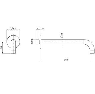 Излив, Quadro design, Complements, цвет-Steel Brushed — изображение 1