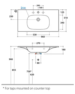 Раковина, Globo, Vanity Basins, шгв 960*510*180, отверстия для смесителя-1, CERASLIDE, BATAFORM, цвет-белый — изображение 1