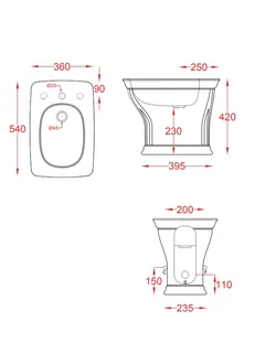 Биде, Artceram, Civitas, напольный, шгв 360*540*420, цвет-белый глянцевый (Товар заказной, возврату не подлежит) — изображение 1