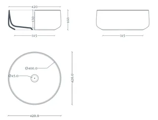 Раковина, Artceram, Cognac, шгв 420*420*160, отверстия для смесителя-отсутствуют, Saniglaze, цвет-белый матовый (Товар заказной, возврату не подлежит) — изображение 1
