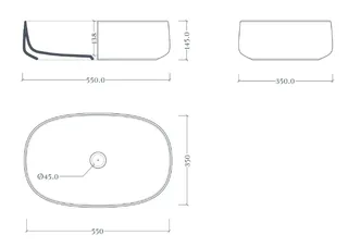Раковина, Artceram, Cognac, шгв 550*350*145, отверстия для смесителя-отсутствуют, Saniglaze, цвет-белый матовый (Товар заказной, возврату не подлежит) — изображение 1