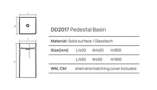 Раковина, DEA Design, Pedestal Basin, шгв 450*450*900, отверстия для смесителя-отсутствуют, цвет-Grey Matt (Товар заказной, возврату не подлежит) — изображение 1