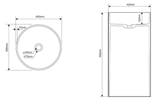 Раковина, DEA Design, Pedestal Basin, шгв 465*450*900, отверстия для смесителя-отсутствуют, цвет-Grey Matt (Товар заказной, возврату не подлежит) — изображение 1
