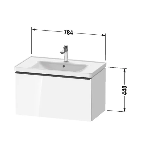 Тумба под раковину, Duravit, D-Neo, шгв 784*440*452, раковина-необходимо заказать, цвет-белый — изображение 1