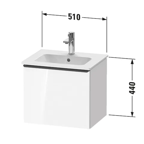 Тумба под раковину, Duravit, D-Neo, шгв 510*402*440, ручка-хром, раковина-необходимо заказать, цвет-белый — изображение 1