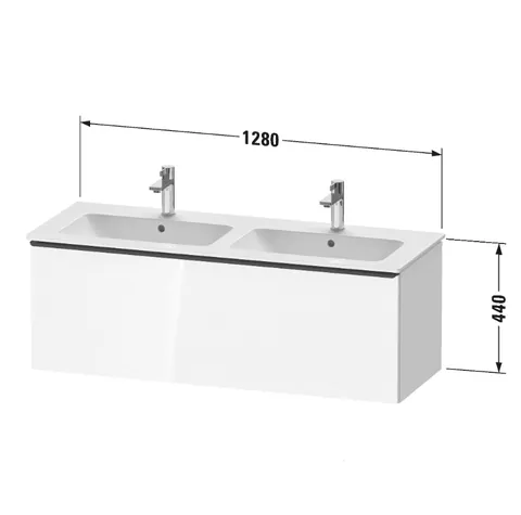 Тумба под раковину, Duravit, D-Neo, шгв 1280*462*440, ручка-хром, раковина-необходимо заказать, цвет-белый — изображение 1