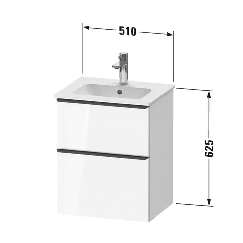 Тумба под раковину, Duravit, D-Neo, шгв 510*440*625, ручка-хром, раковина-необходимо заказать, цвет-белый — изображение 1