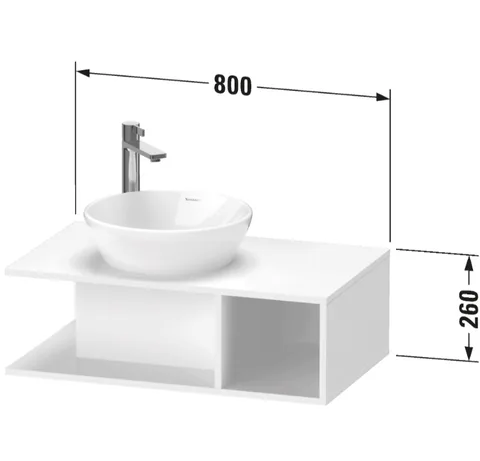 Тумба под раковину, Duravit, D-Neo, шгв 800*480*260, 1 открытое отделение справа, раковина-необходимо заказать, цвет-бетонно-серый матовый — изображение 1
