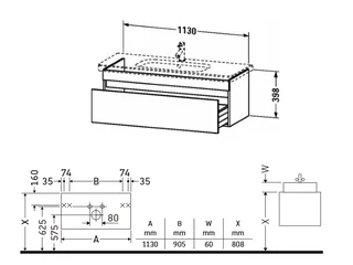 Тумба под раковину, Duravit, Durastyle, шгв 1130*448*398, раковина-необходимо заказать, цвет-белый матовый — изображение 1