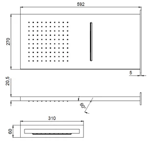 Верхний душ, Almar, Wall Mounted head showers, 592*270, цвет-черный матовый (Товар заказной, возврату не подлежит) — изображение 1