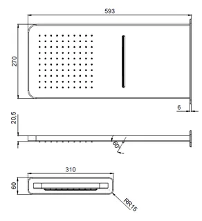 Верхний душ, Almar, Wall Mounted head showers, 593*270, цвет-черный матовый (Товар заказной, возврату не подлежит) — изображение 1