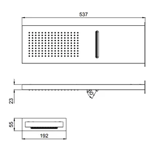 Верхний душ, Almar, Wall Mounted head showers, 537*165, цвет-Gun Metal Brushed PVD (Товар заказной, возврату не подлежит) — изображение 1