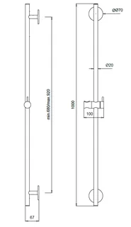 Штанга для душа, Almar, Sliding Rails, 1000, цвет-Copper Brushed PVD (Товар заказной, возврату не подлежит) — изображение 1