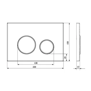 Клавиша смыва, Elsen, E11, с круглыми кнопками, для унитаза, шгв 220*13*150, цвет-хром — изображение 1