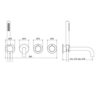 Смеситель для ванны и душа, Almar, Water Control Modular, цвет-Absolute Black Brushed PVD (Товар заказной, возврату не подлежит) — изображение 1