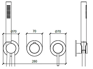 Смеситель для душа, Almar, 316 Stainless Steel, на 2/3 потребителя, цвет-Stainless Steel AISI 316 (Товар заказной, возврату не подлежит) — изображение 1