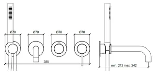 Смеситель для ванны и душа, Almar, Water Control Modular, с переключателем на 2-3 положения, цвет-Nichel Brushed (Товар заказной, возврату не подлежит) — изображение 1