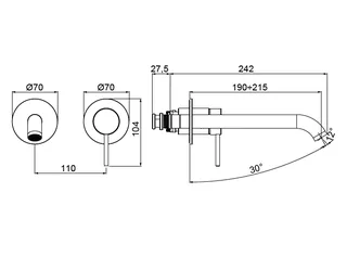 Смеситель для раковины, Almar, настенный встраиваемый, цвет-Copper Brushed PVD 316 (Товар заказной, возврату не подлежит) — изображение 1