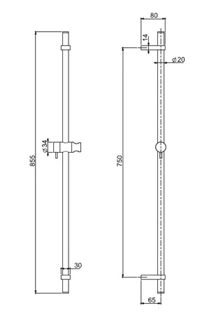Штанга для душа, Fima Carlo Frattini, Sliding rail, 855, цвет-брашированное золото — изображение 1