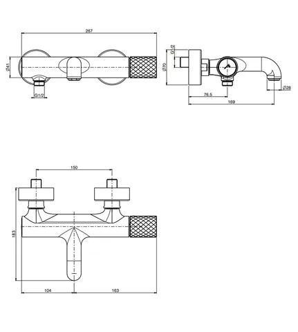 Смеситель для ванны и душа, Fima Carlo Frattini, Spillo Tech, цвет-никель брашированный — изображение 1
