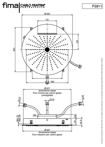 Верхний душ, Fima Carlo Frattini, Showerhead, 400*400, цвет-никель брашированный — изображение 1