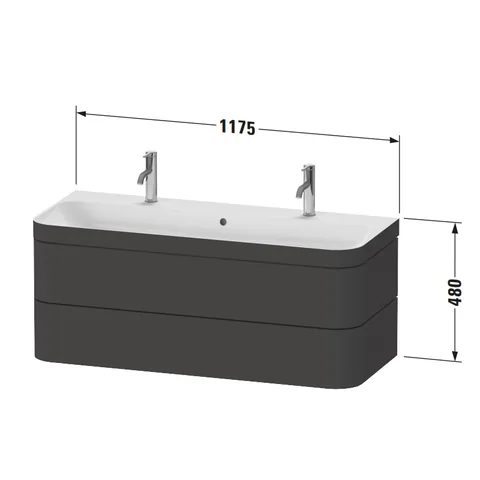 Тумба под раковину, Duravit, Happy D.2 Plus, шгв 1175*490*480, раковина-в комплекте, цвет-белый — изображение 1