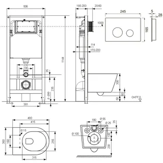 Комплект, TECE, TeceSpring K, подвесной, шгв 360*480*350, цвет унитаза-белый, цвет сиденья-белый, цвет клавиши-белый — изображение 1