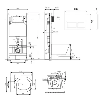 Комплект, TECE, TeceSpring R, подвесной, шгв 360*530*350, цвет унитаза-белый, цвет сиденья-белый, цвет клавиши-хром — изображение 1