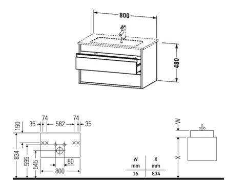 Тумба под раковину, Duravit, Ketho, шгв 800*475*480, раковина-необходимо заказать, цвет-серо-коричневый матовый — изображение 1