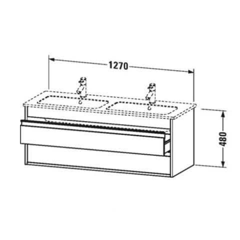 Тумба под раковину, Duravit, Ketho, шгв 1270*475*480, раковина-необходимо заказать, цвет-белый глянцевый — изображение 1