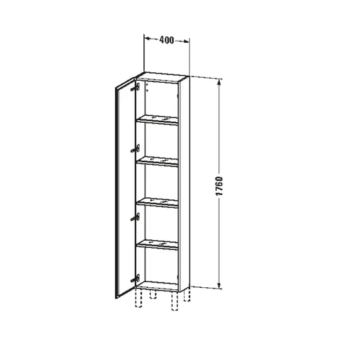 Шкаф-пенал, Duravit, L-Cube, шгв 400*243*1760, петли-слева, цвет-орех темный — изображение 1