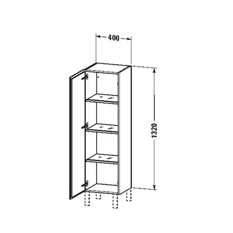 Шкаф-пенал, Duravit, L-Cube, шгв 400*363*1320, петли-слева, цвет-графит матовый — изображение 1